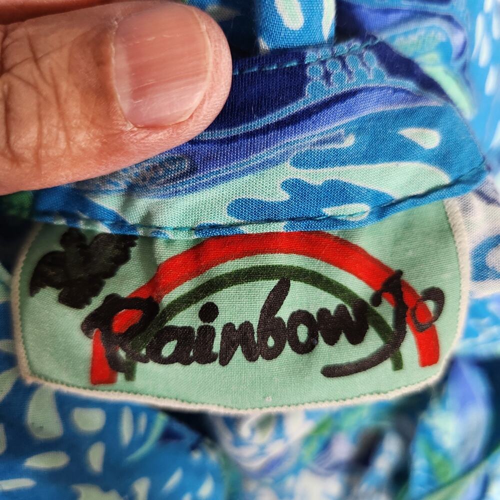Rainbow Jo Hawaiian Short Sun Dress Womens Medium Dolphin Print Beachy Vacation - Picture 8 of 11